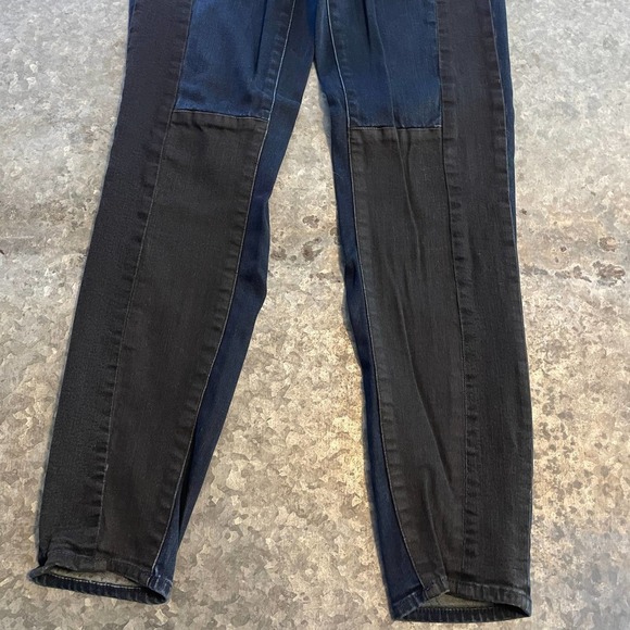 J. Crew Mid Rise Toothpick Black Blue Colorblock Denim Jeans Skinny Stretch 27 - Picture 5 of 11